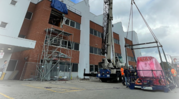 Crane ready to lift MRI