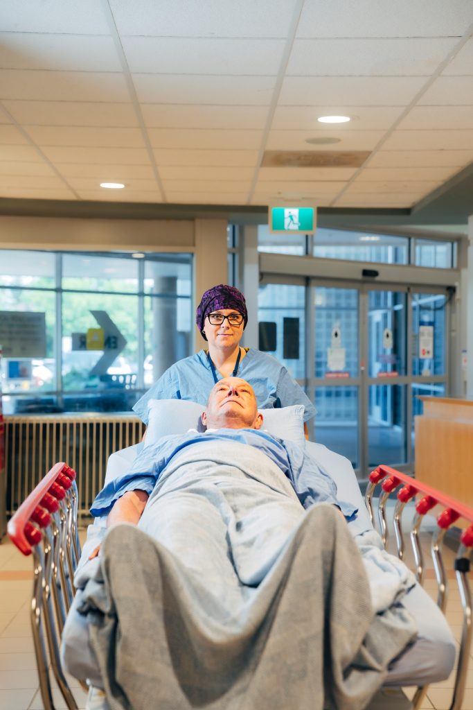 nurse pushing stretcher