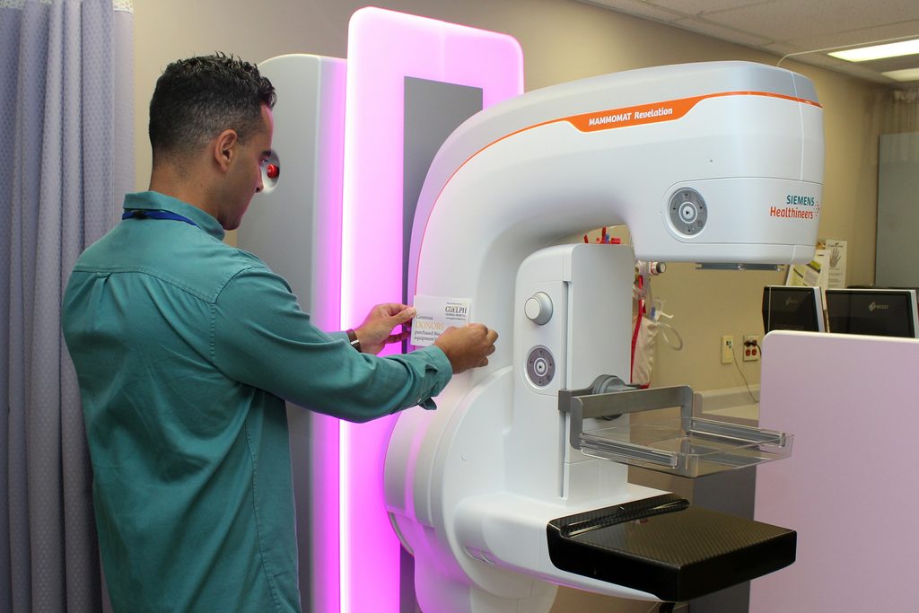 GGH Doctor stickering mammography machine