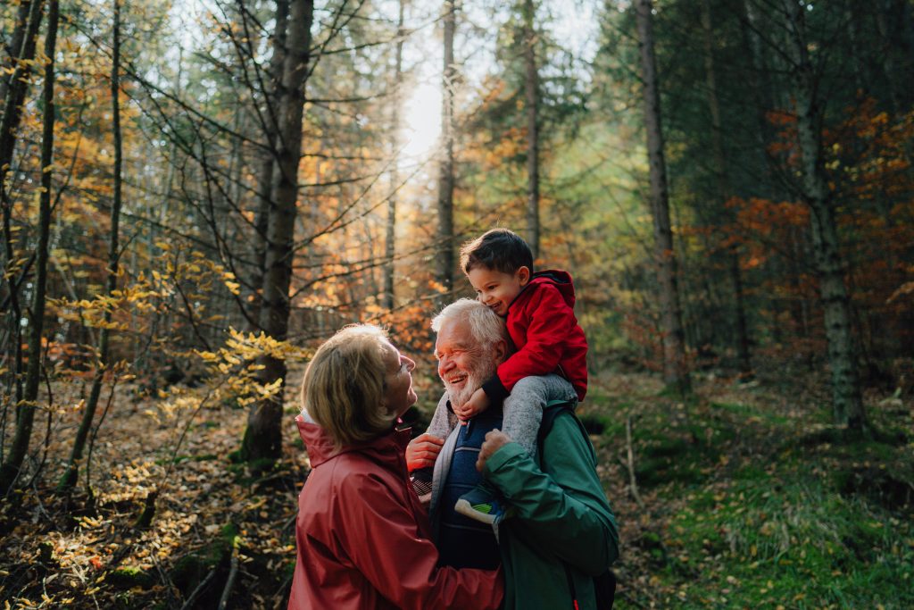 family in forest
